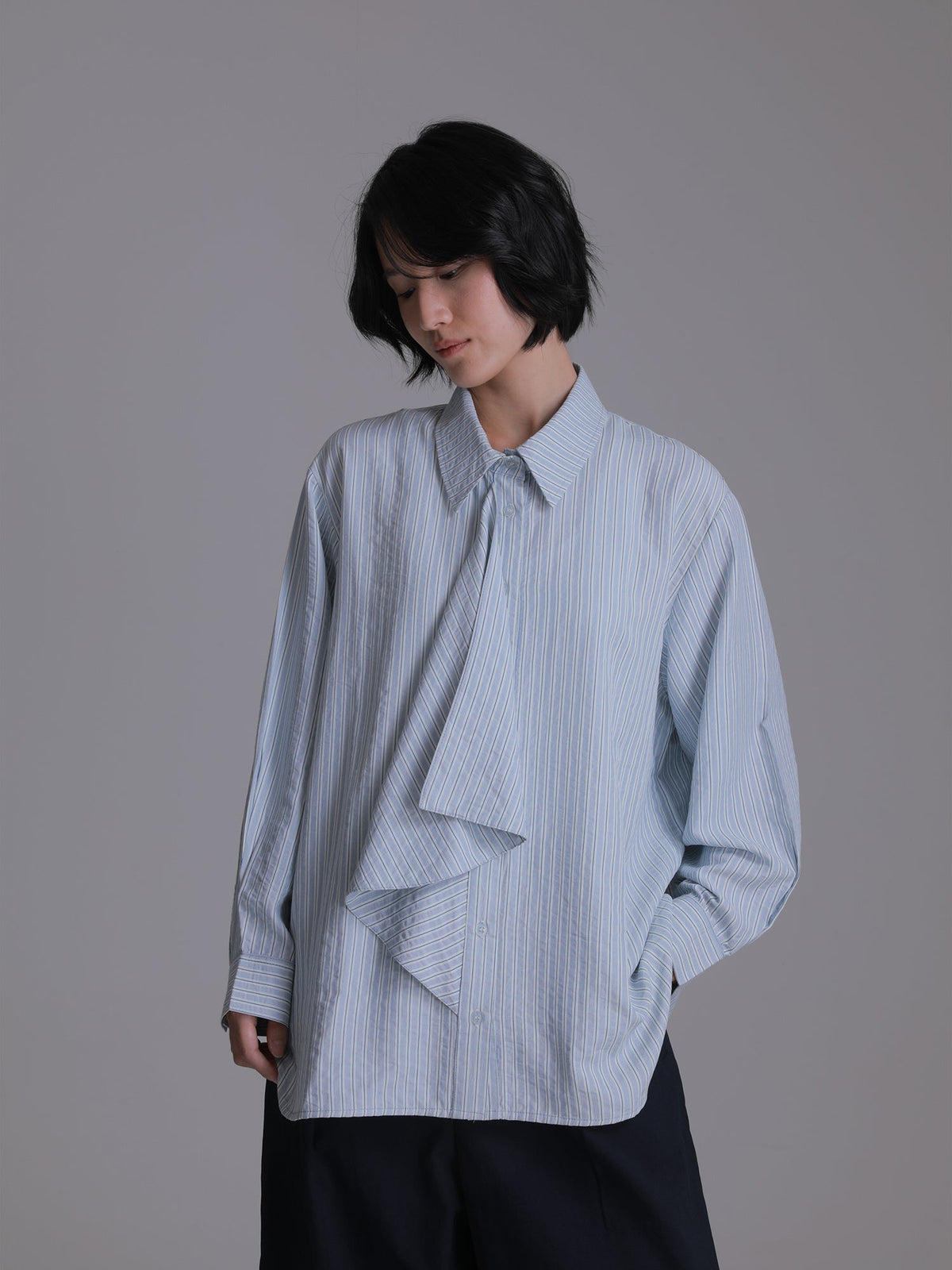 Nara Stripe Ribbon Shirt