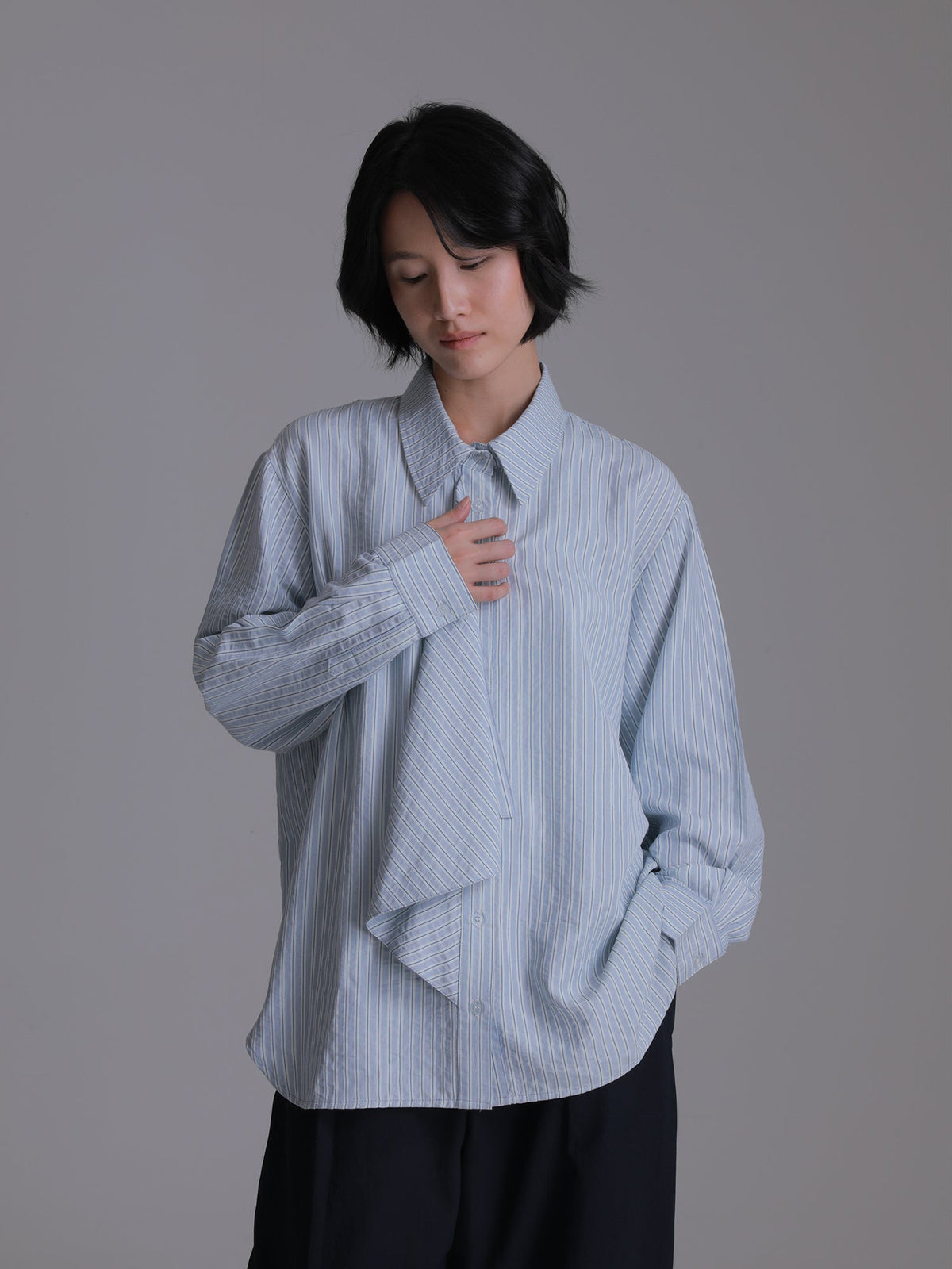 Nara Stripe Ribbon Shirt
