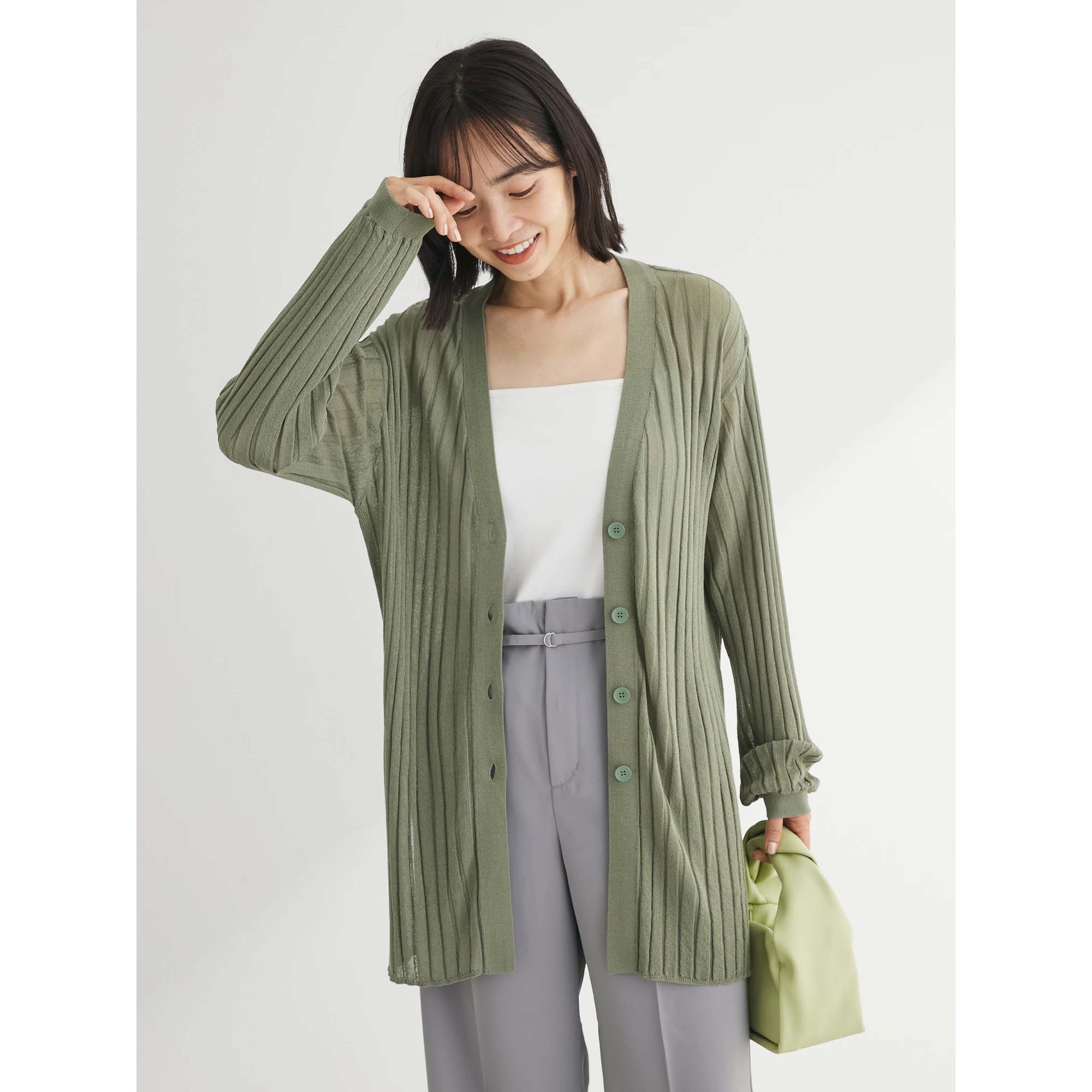 Niigata Knit Ribbed Mid-Length Cardigan