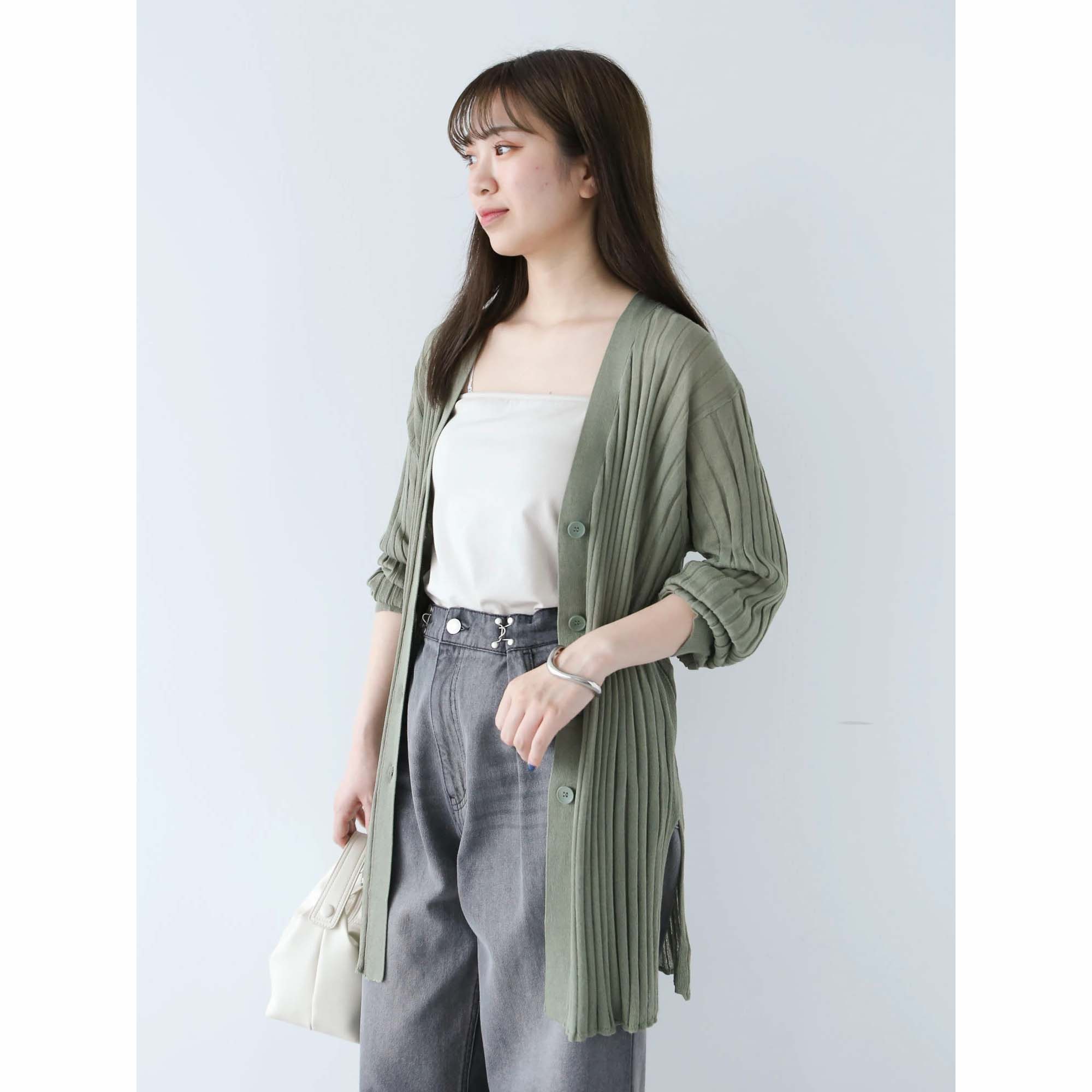 Niigata Knit Ribbed Mid-Length Cardigan