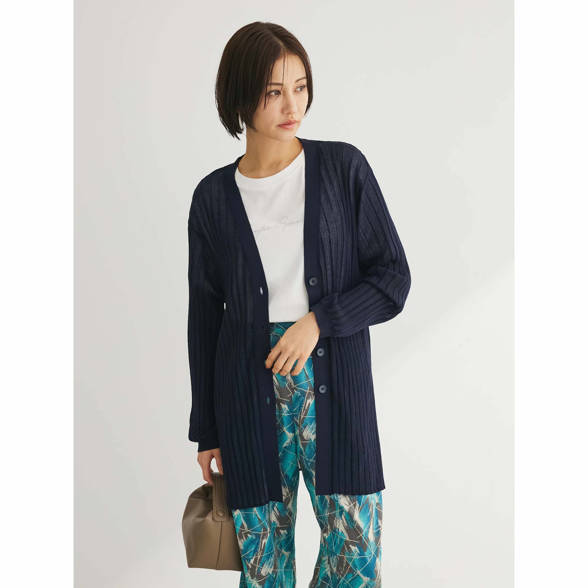 Niigata Knit Ribbed Mid-Length Cardigan