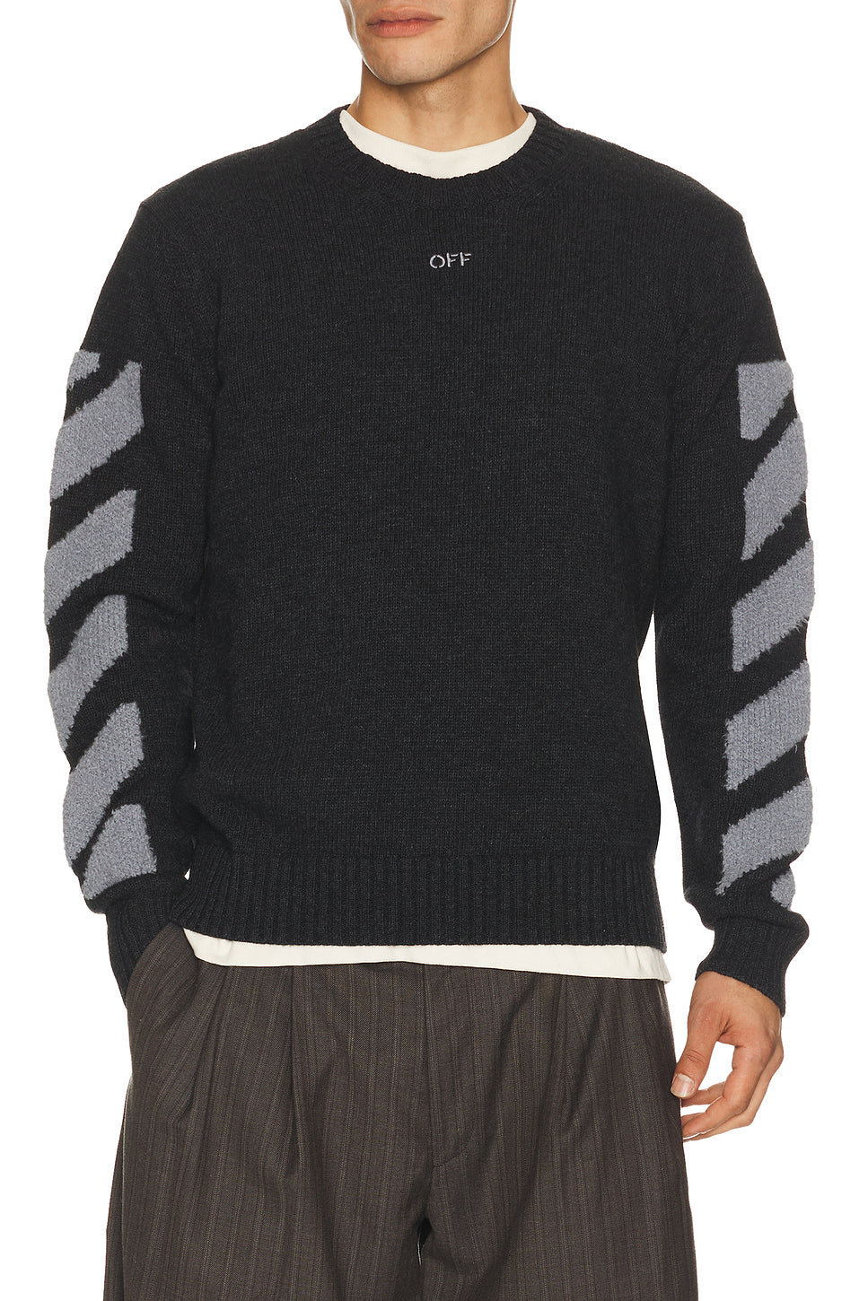 Diag Fuzzy Knit Crewneck Sweater