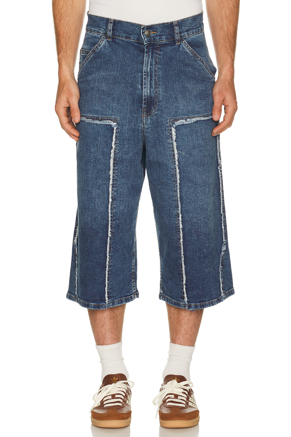 Curved Logo Denim Skater Short