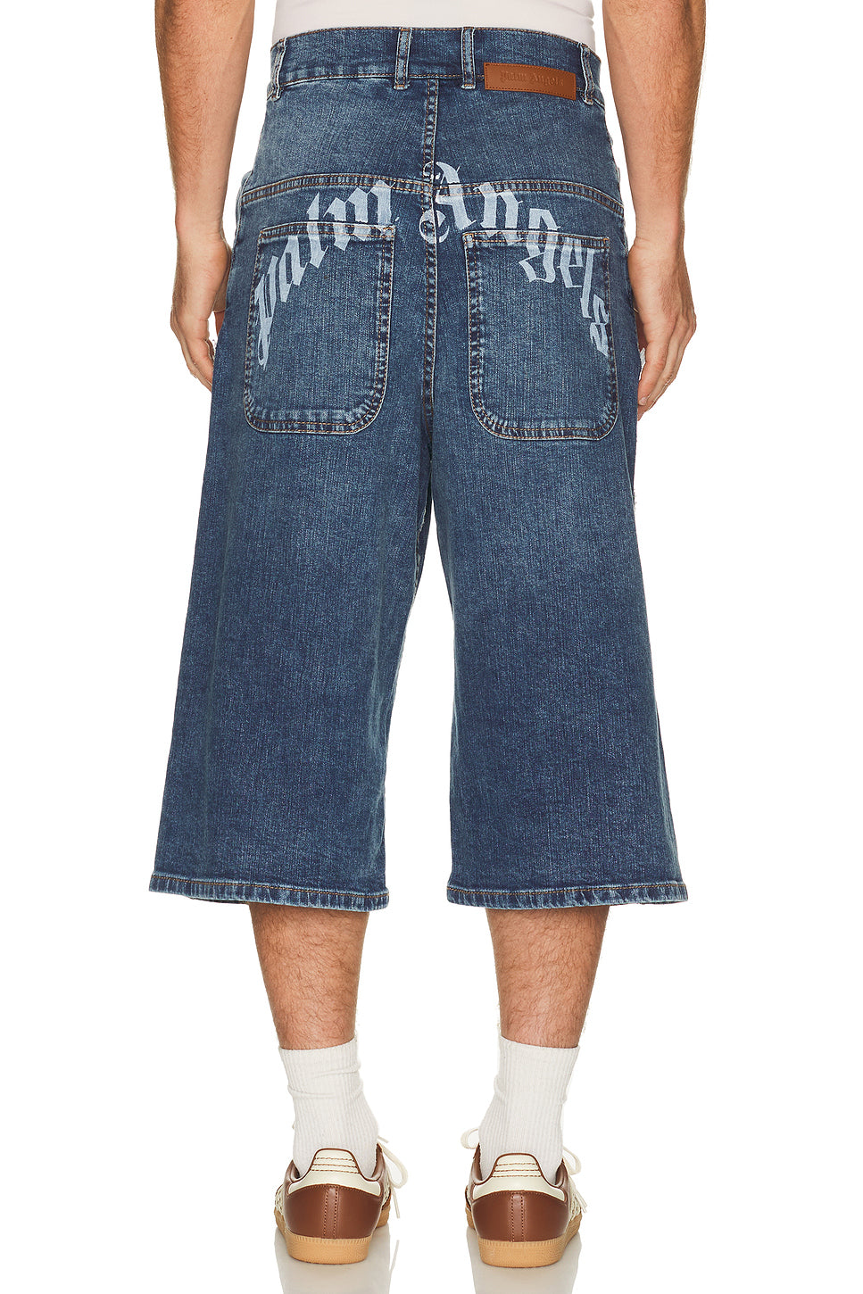 Curved Logo Denim Skater Short