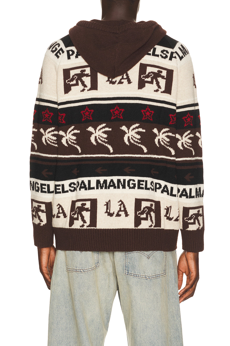 Palm Shadow Jacquard Loose Knit Hoodie