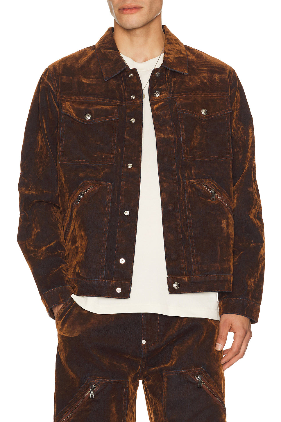 Palm Tree Flock Denim Jacket