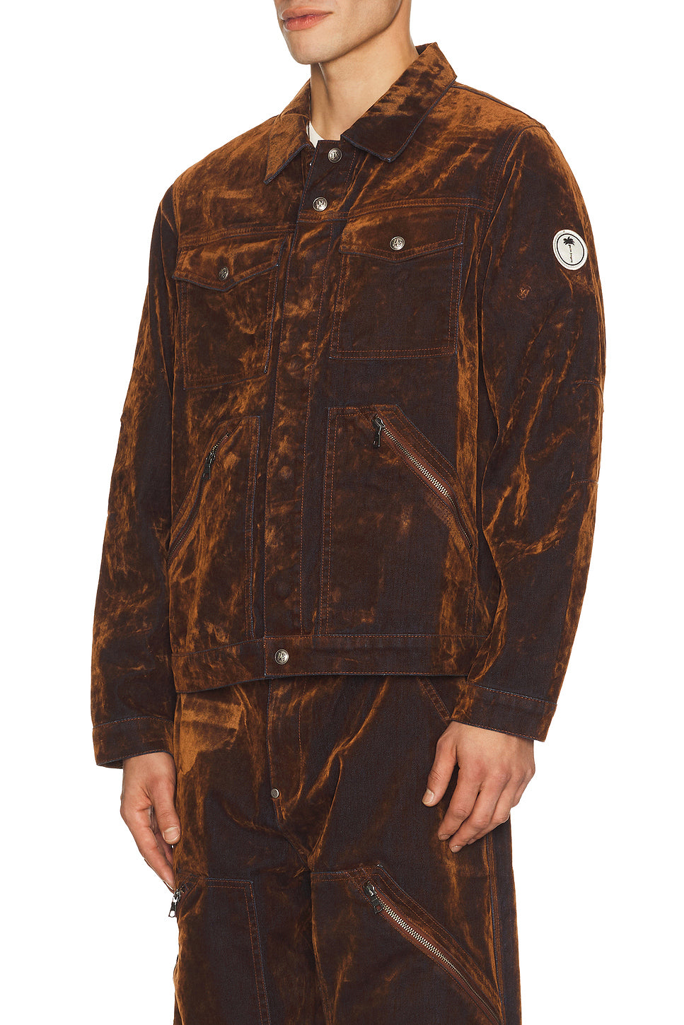 Palm Tree Flock Denim Jacket