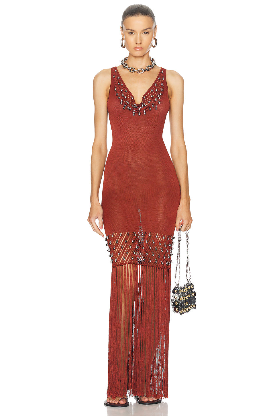 Fringe Beaded Knit Dress