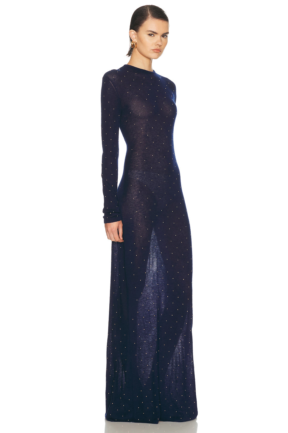 Studded Long Sleeve Maxi Dress