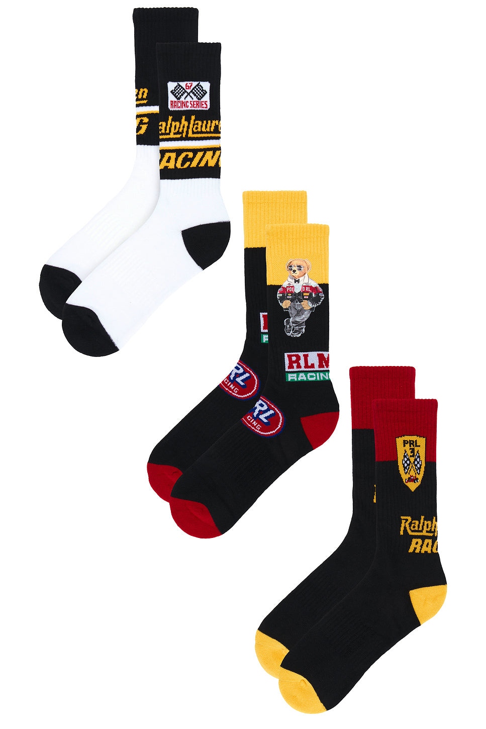 RL Moto Bear Crew Socks 3-Pack Giftbox