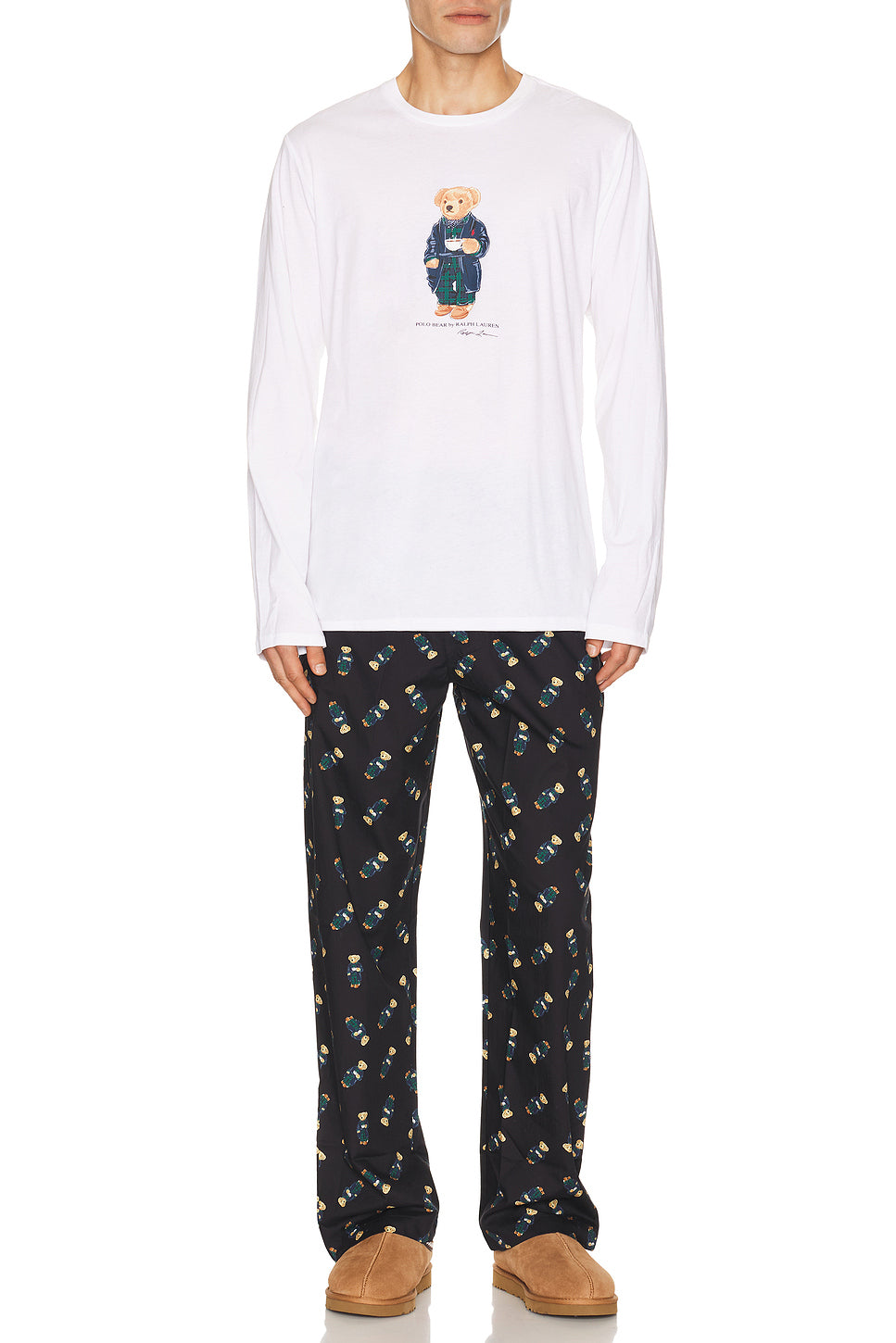 Long Sleeve Crew & Woven Pj Pant Bear Set