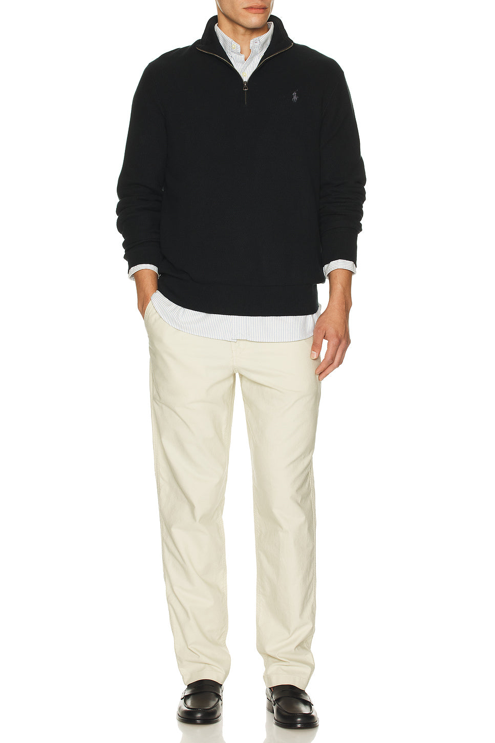Mesh-Knit Cotton Quarter-Zip Sweater