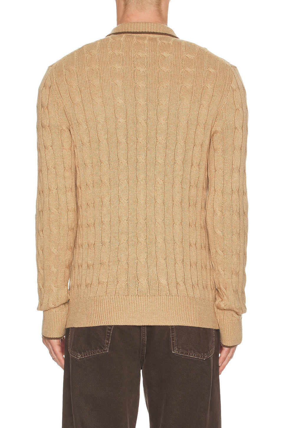 Cable-Knit Cotton Polo-Collar Sweater