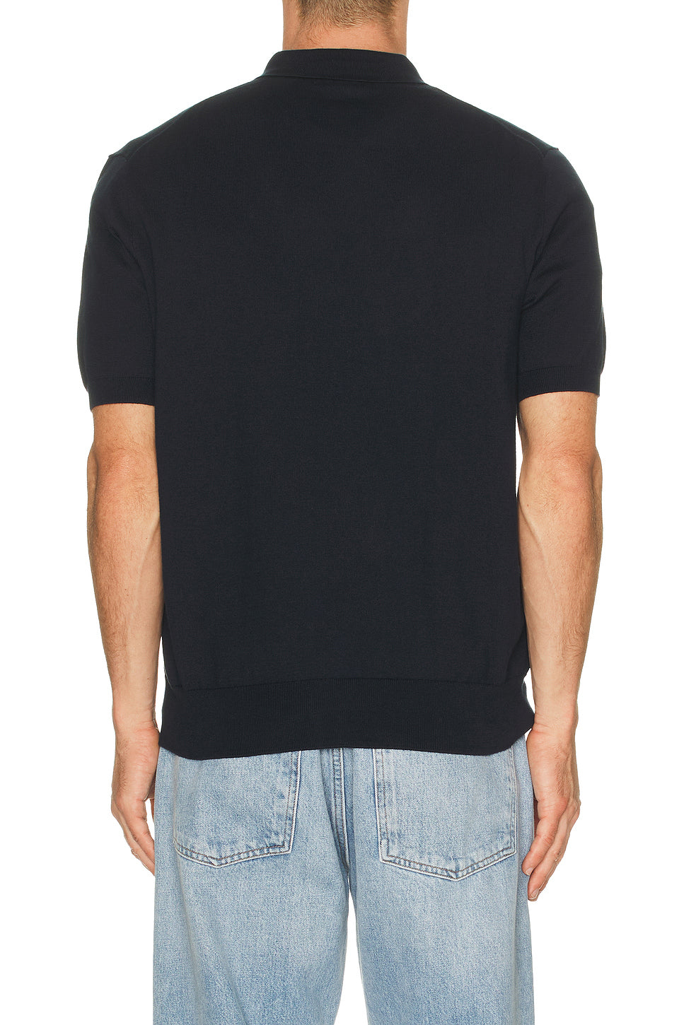 Short Sleeve Cotton Placket Pullover Sweater
