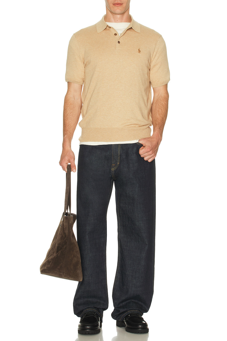 Short Sleeve Cotton Placket Pullover Sweater