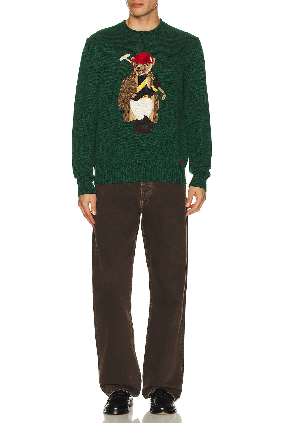 Long Sleeve Cotton Linen Novelty Society Bear Rollneck Sweater