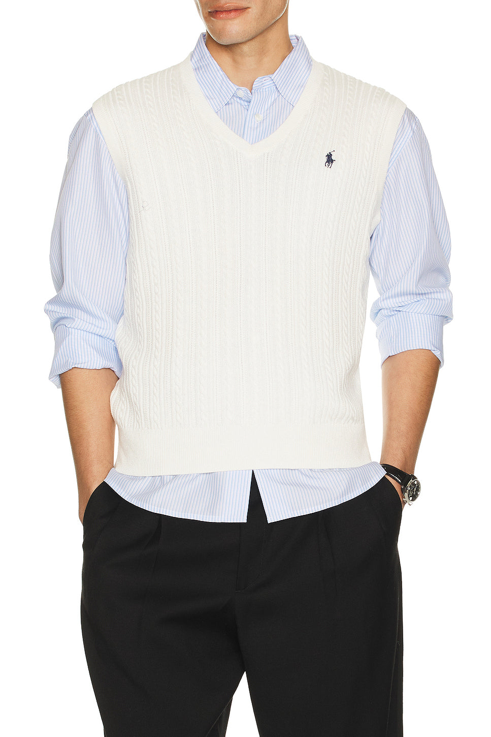 Sleeveless Featherweight Cable Knit V-Neck Sweater Vest