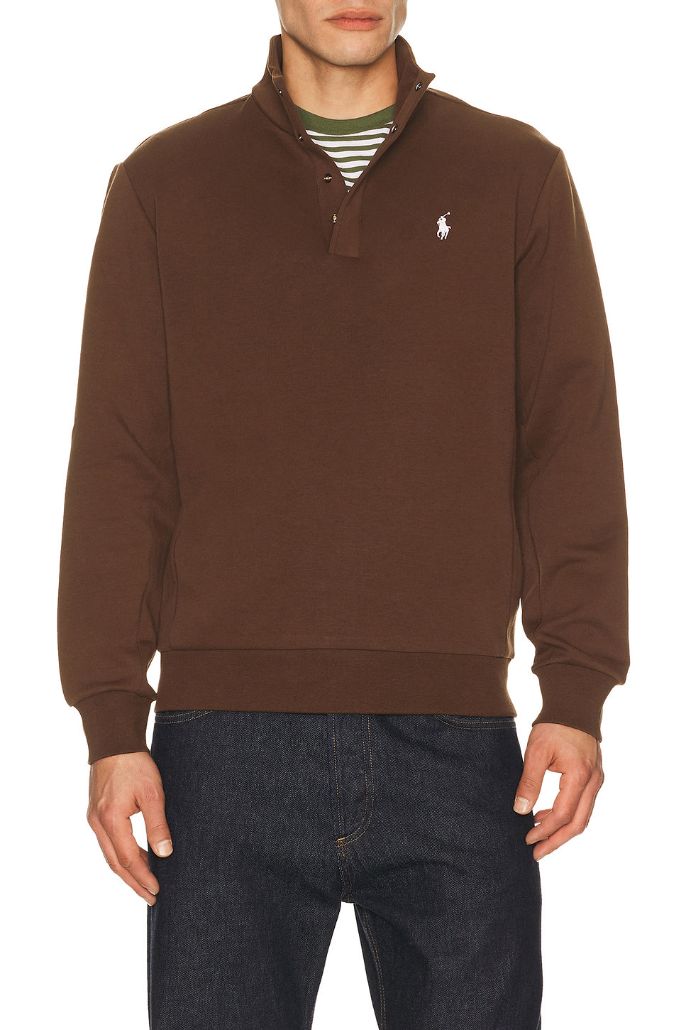 Long Sleeve Double Knit Tech Snap Mocknock Pullover