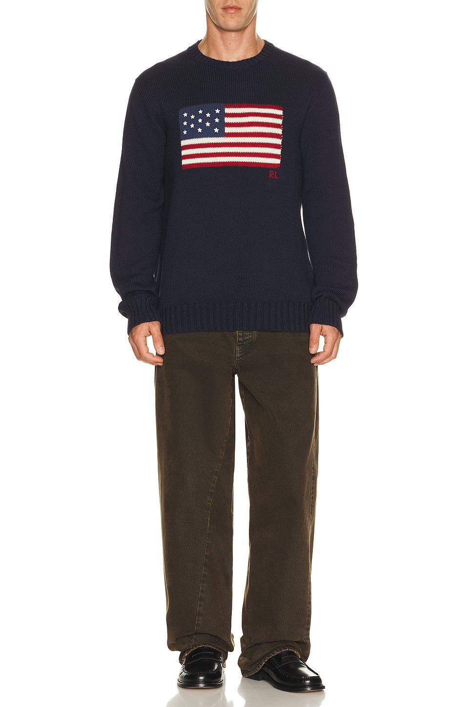 Roving Cotton USA Flag Crewneck Sweater