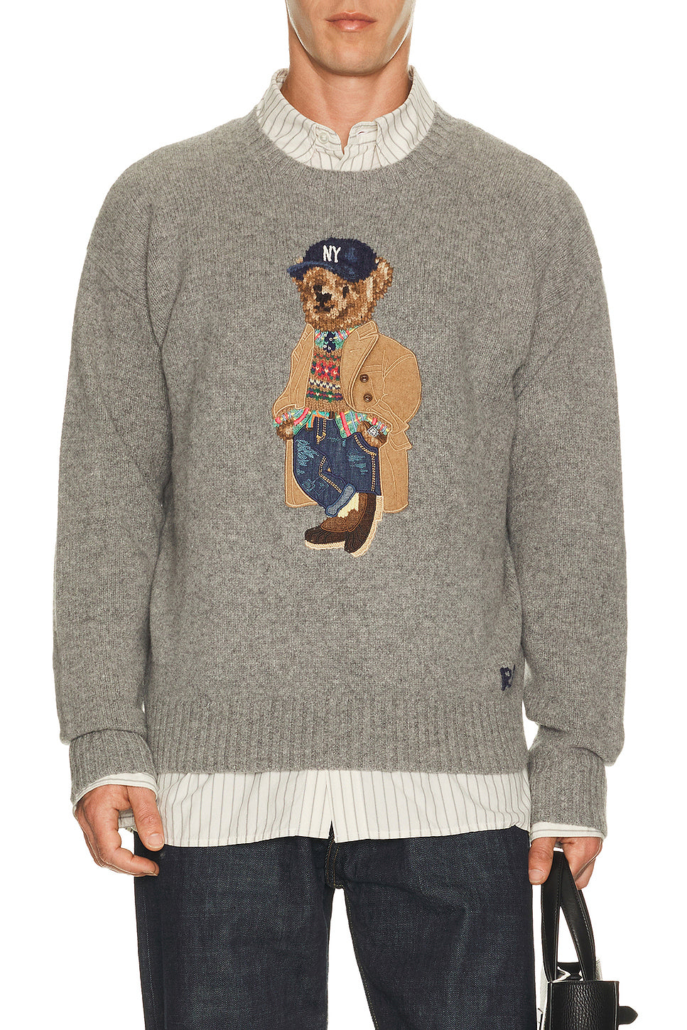 Wool Blend Novelty Heritage Bear Crewneck Sweater