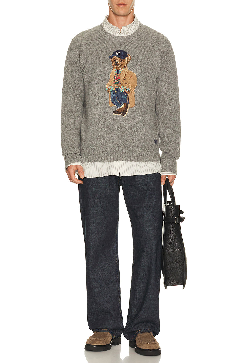 Wool Blend Novelty Heritage Bear Crewneck Sweater