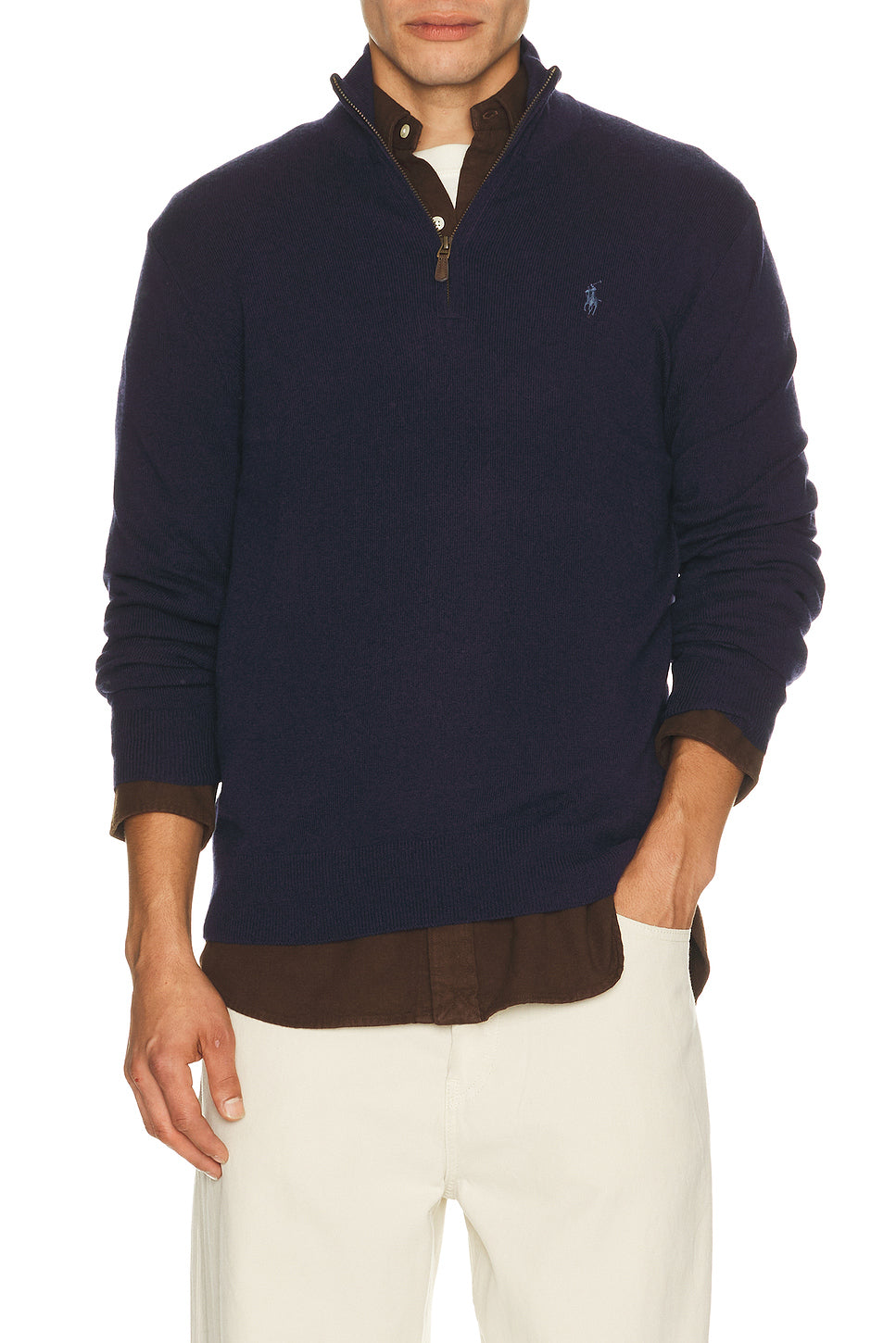 Long Sleeve Lux Merino Wool 1/2 Zip Pullover Sweater