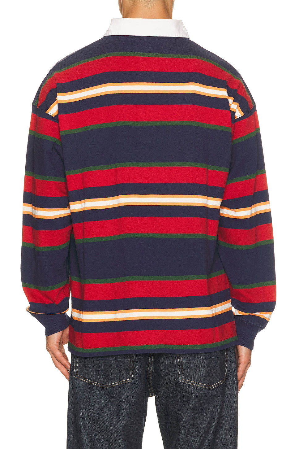 Long Sleeve Yarn Dyed Cotton Rugby Polo Sweater