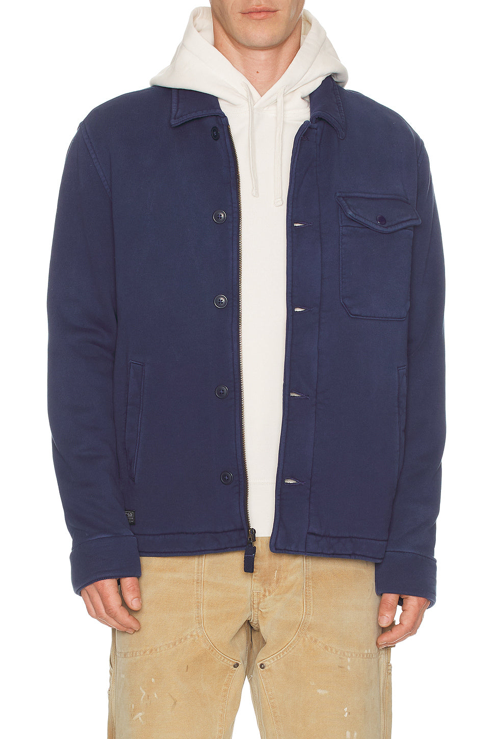 Heavy Weight Fleece Garment Dyed Deck Jacket
