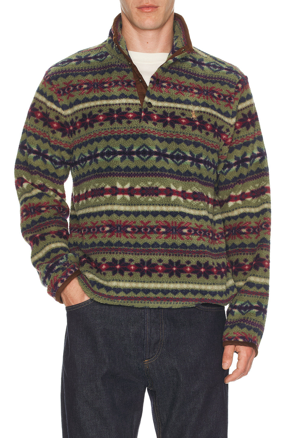 Vintage Poly Fleece Knit Mockneck Pullover