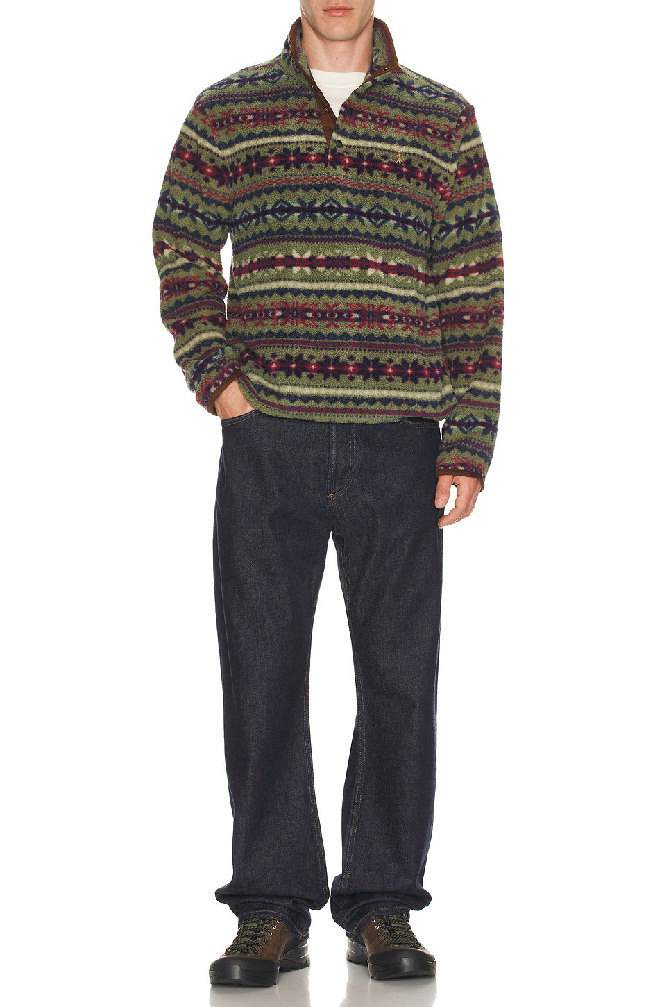 Vintage Poly Fleece Knit Mockneck Pullover