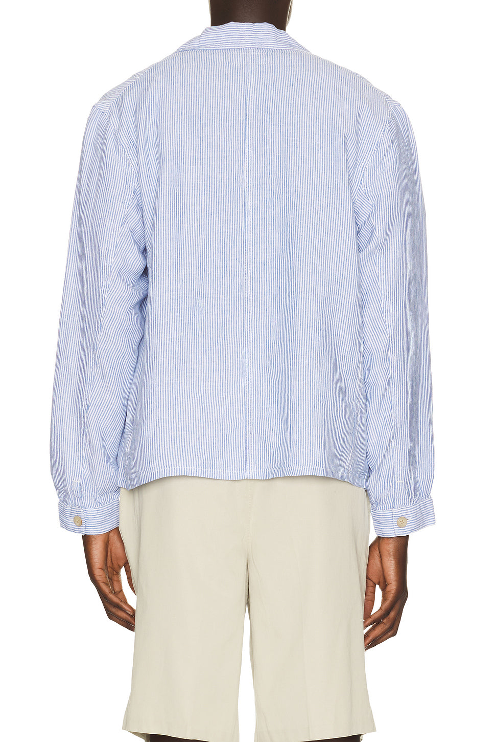 Slubby Linen Striped Chore Overshirt