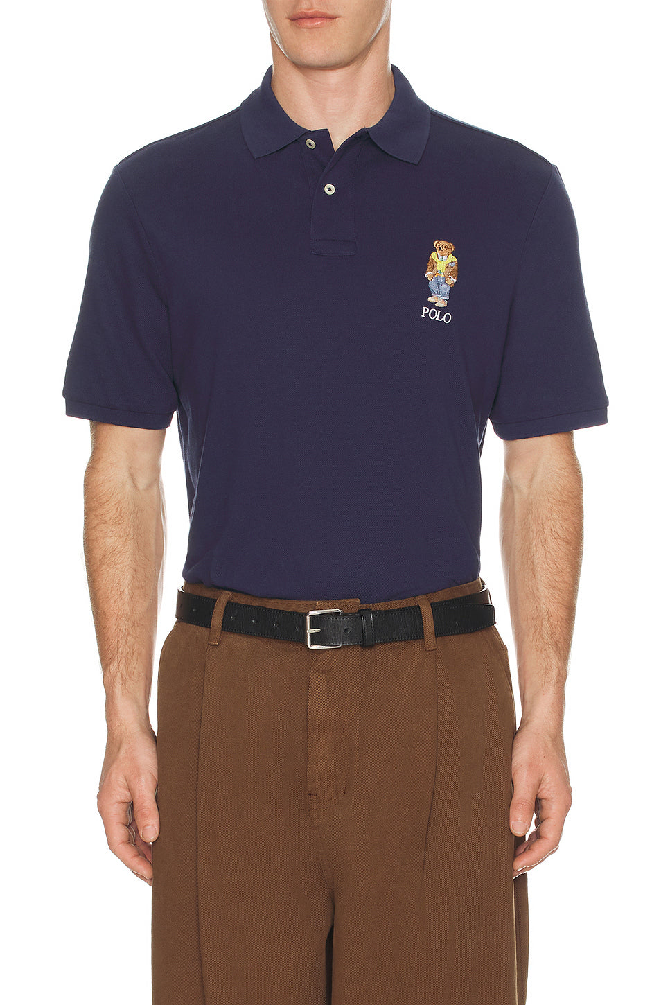 Short Sleeve Basic Mesh Novelty Bear Polo