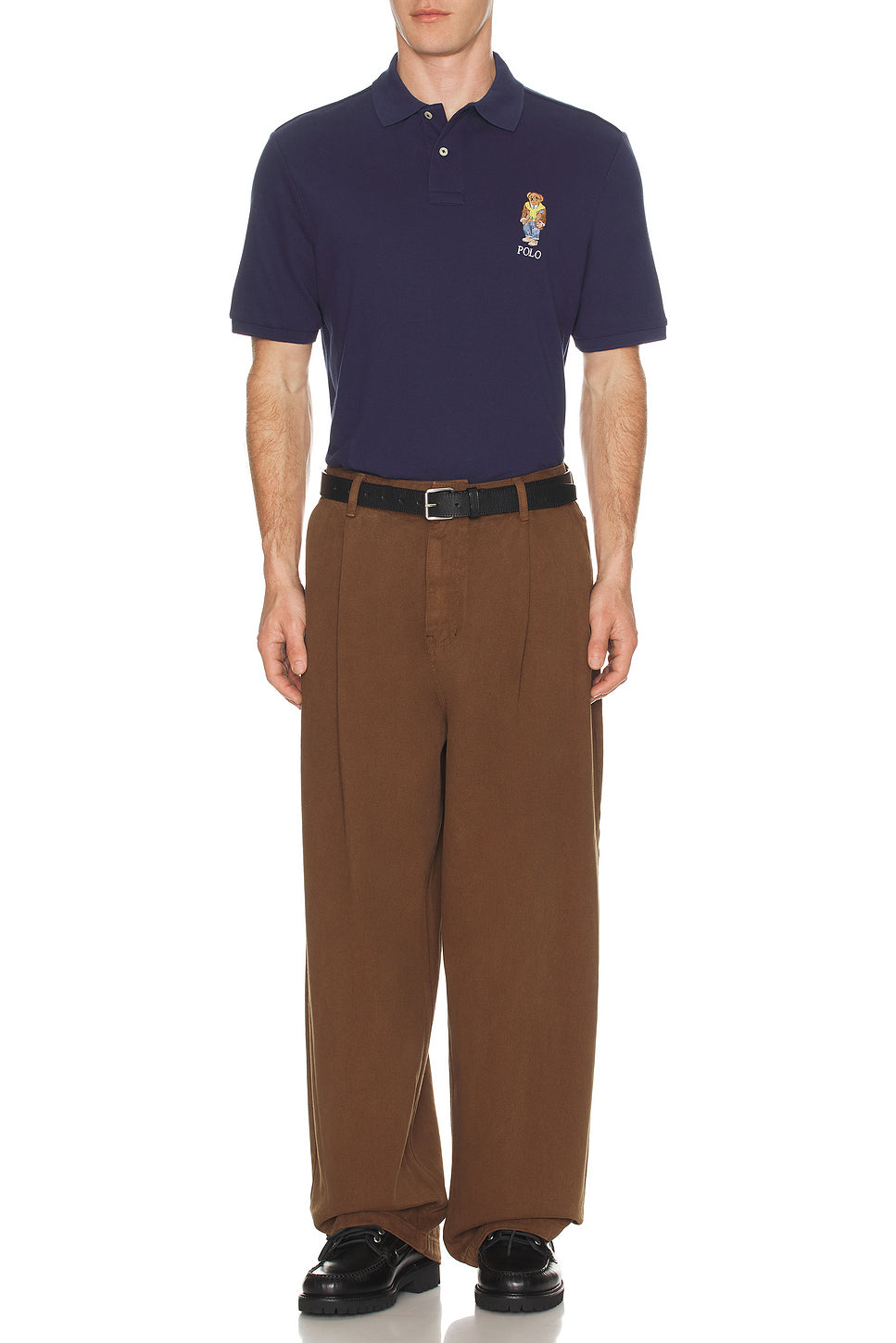 Short Sleeve Basic Mesh Novelty Bear Polo