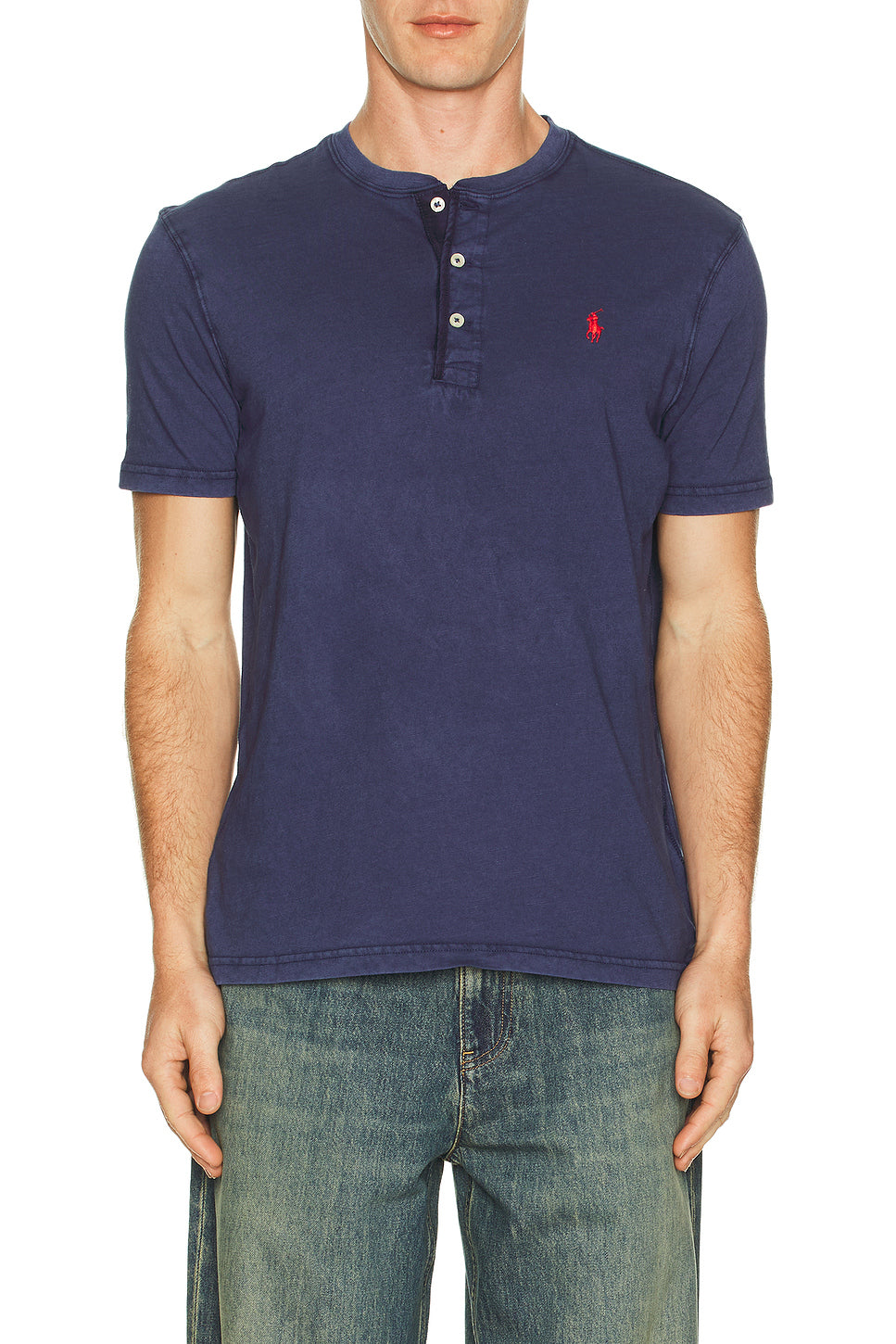 Short Sleeve Slub Jersey Henley Tee