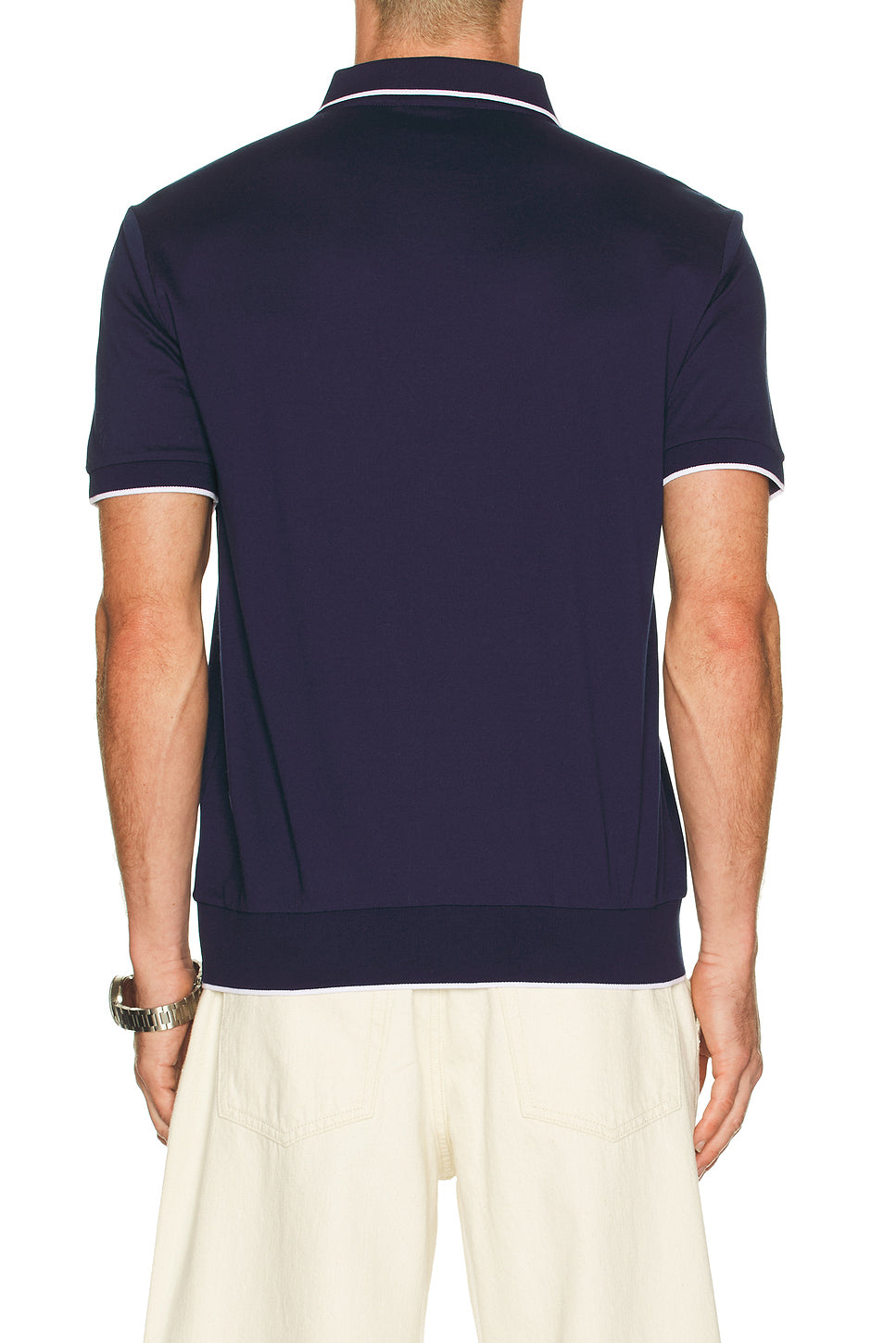 Short Sleeve Jacquard Pique Johnny Collar Polo