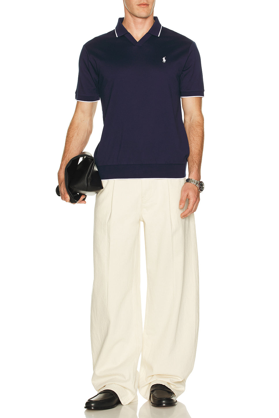 Short Sleeve Jacquard Pique Johnny Collar Polo