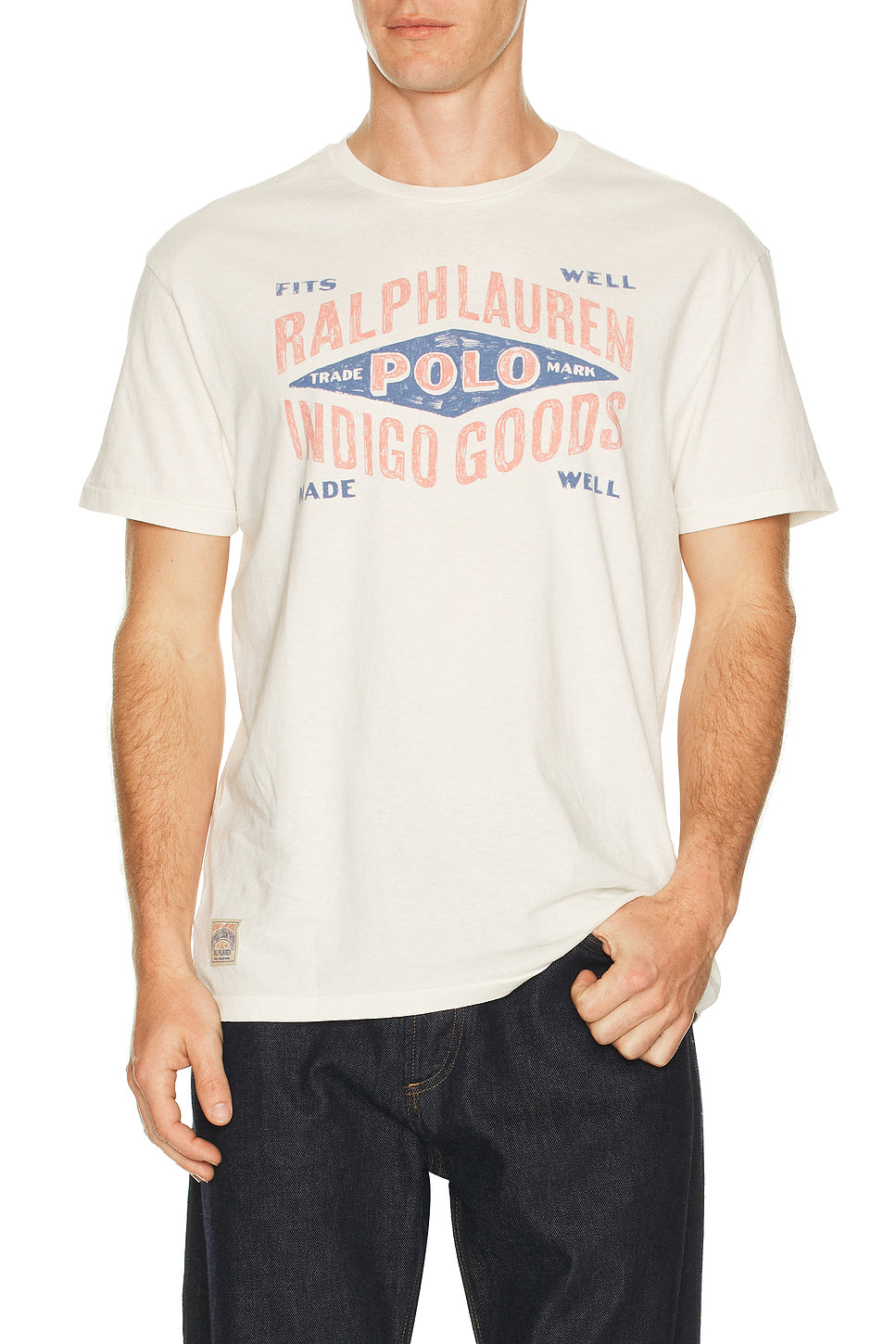 Short Sleeve Uneven Jersey Knit RL Dry Goods Printed Crewneck Tee Nevis