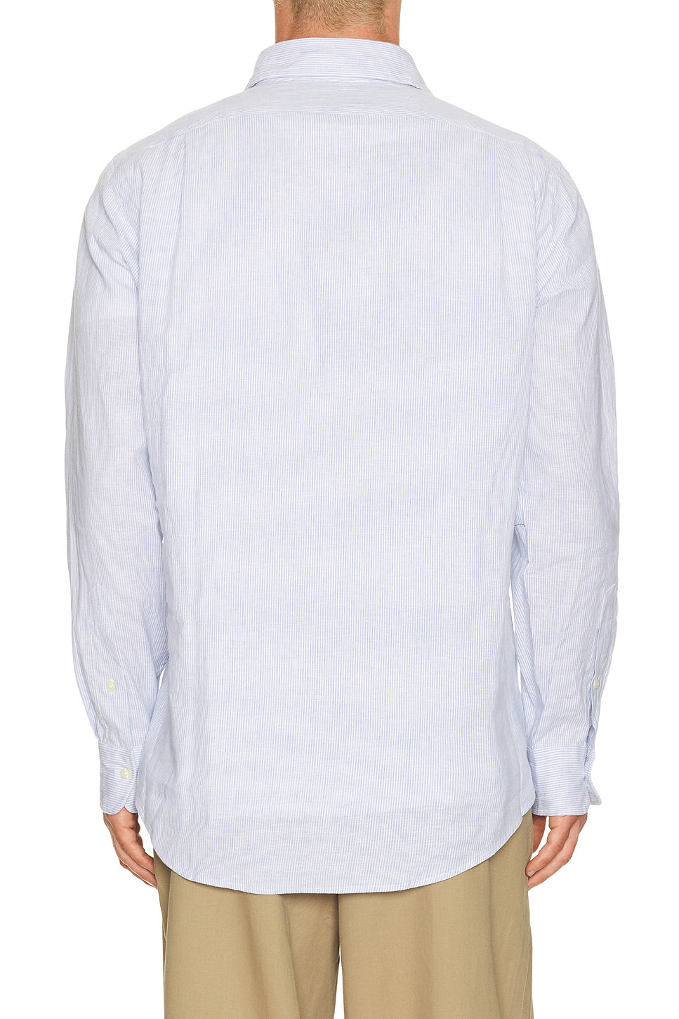 Long Sleeve Stretch Linen Sport Shirt Stripe