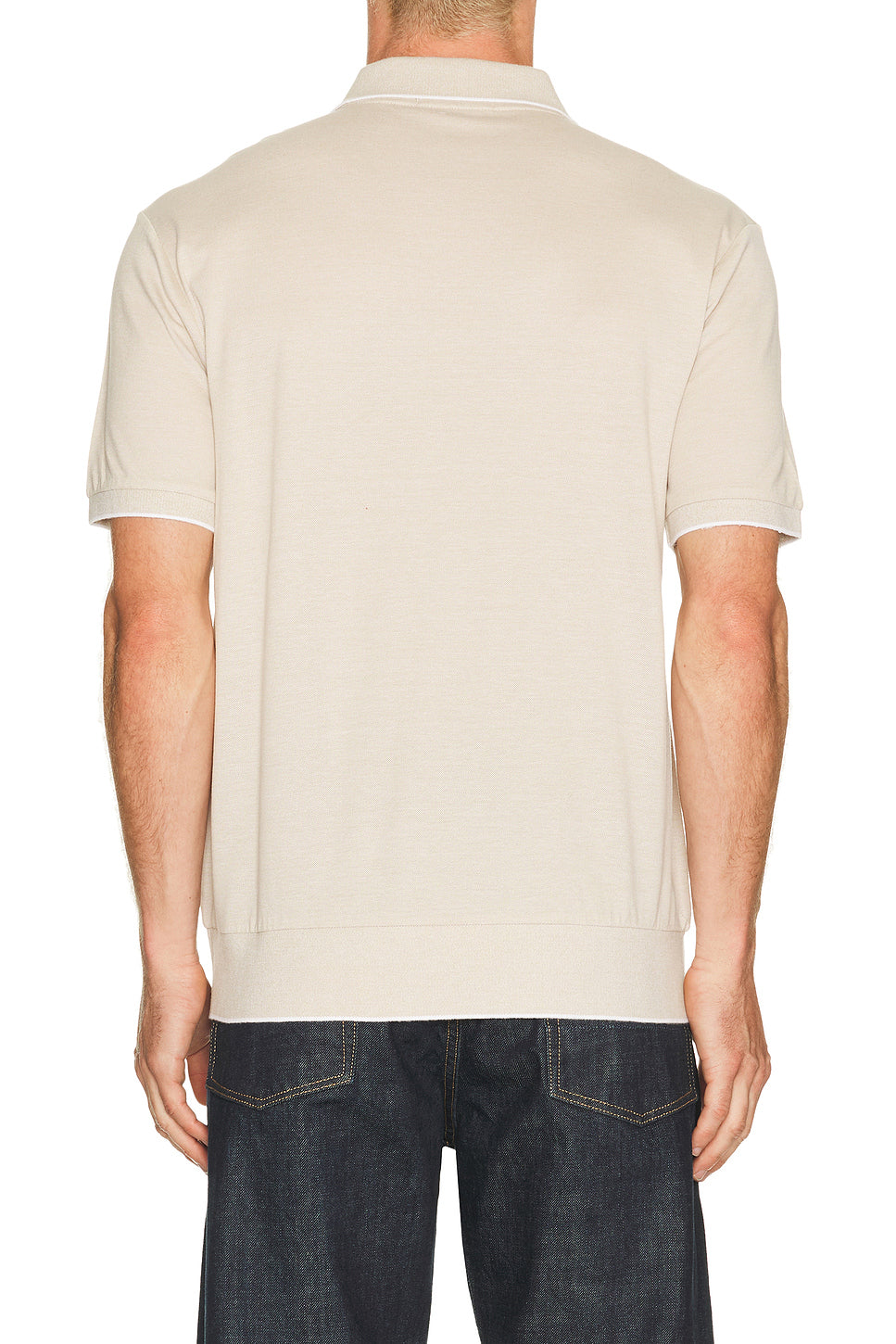 Short Sleeve Jacquard Pique Johnny Collar Polo