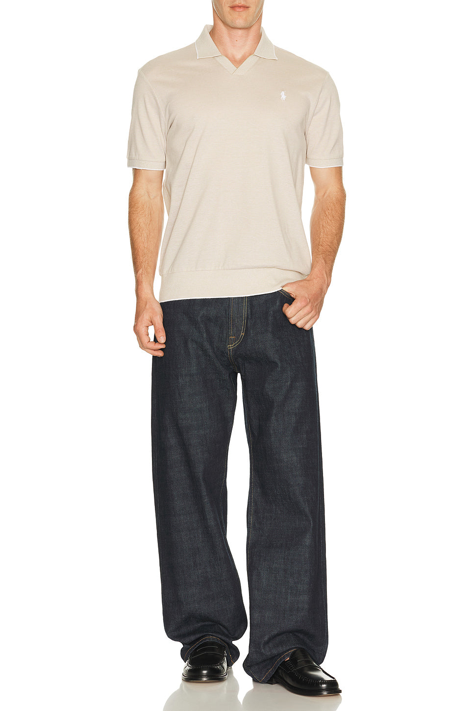 Short Sleeve Jacquard Pique Johnny Collar Polo