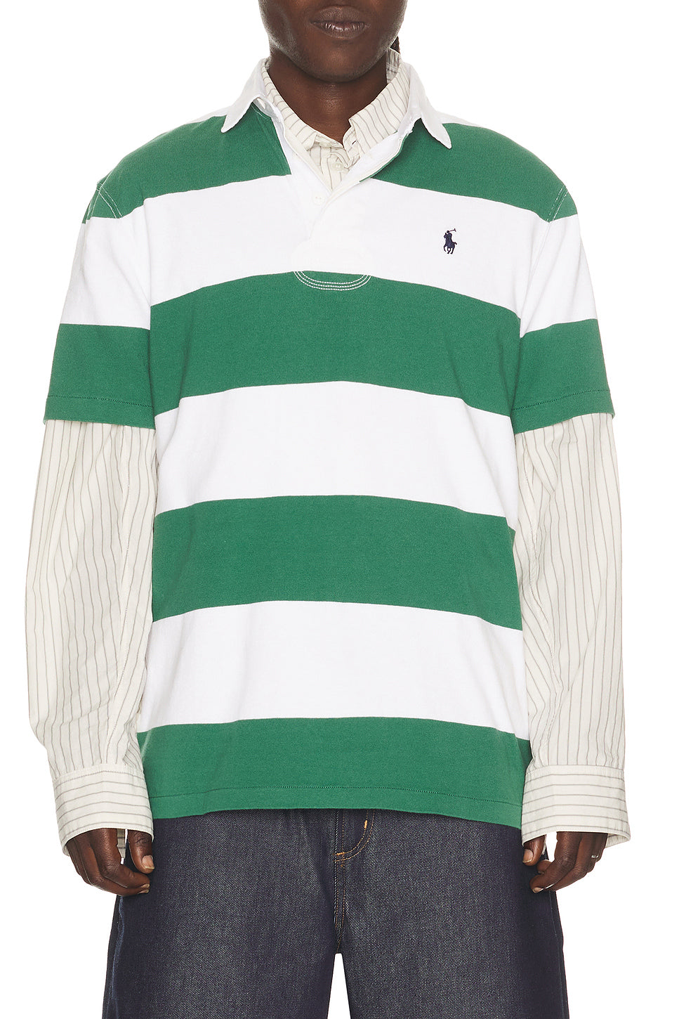 Short Sleeve Jersey Knit Iconic Rugby Stripe Polo