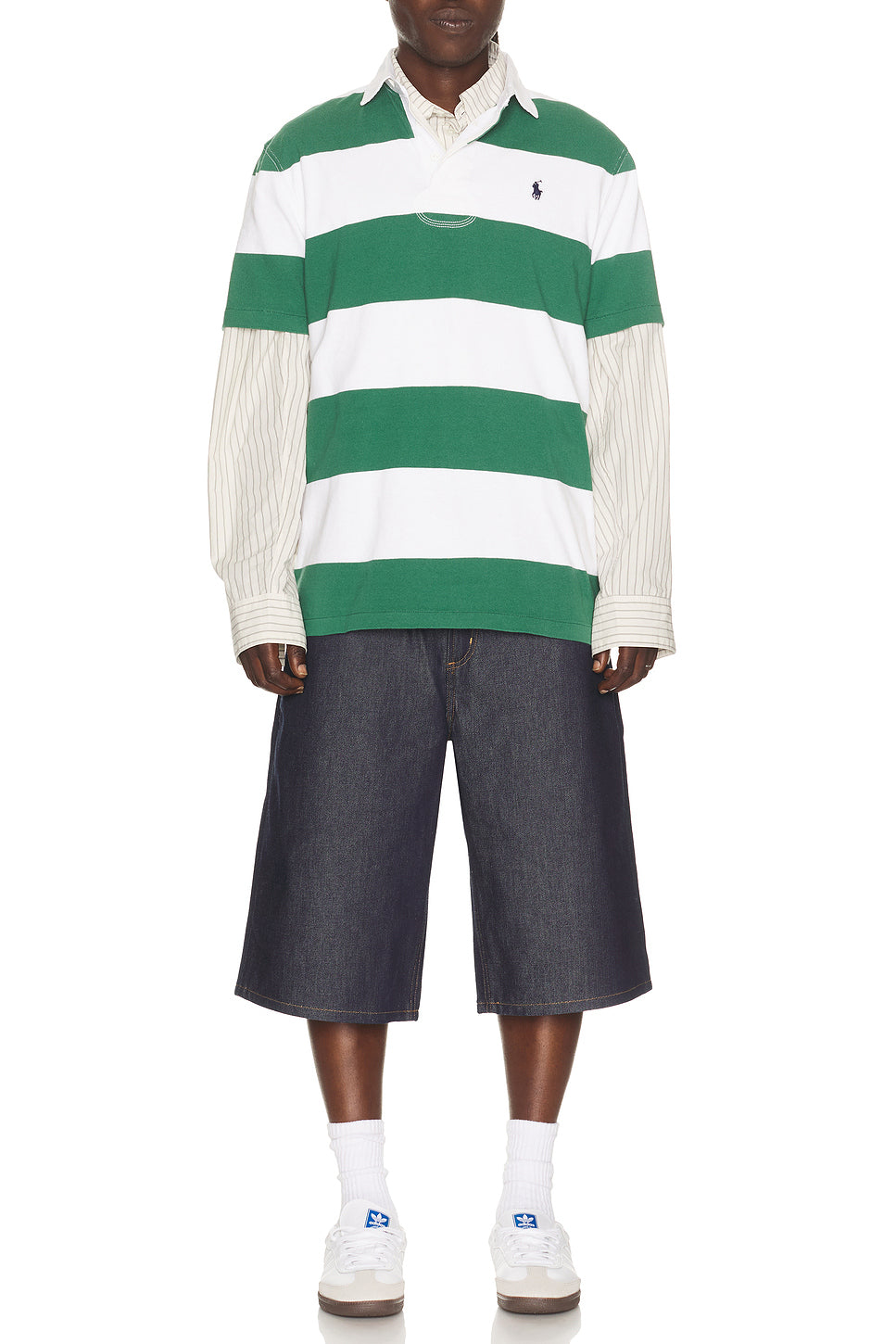 Short Sleeve Jersey Knit Iconic Rugby Stripe Polo