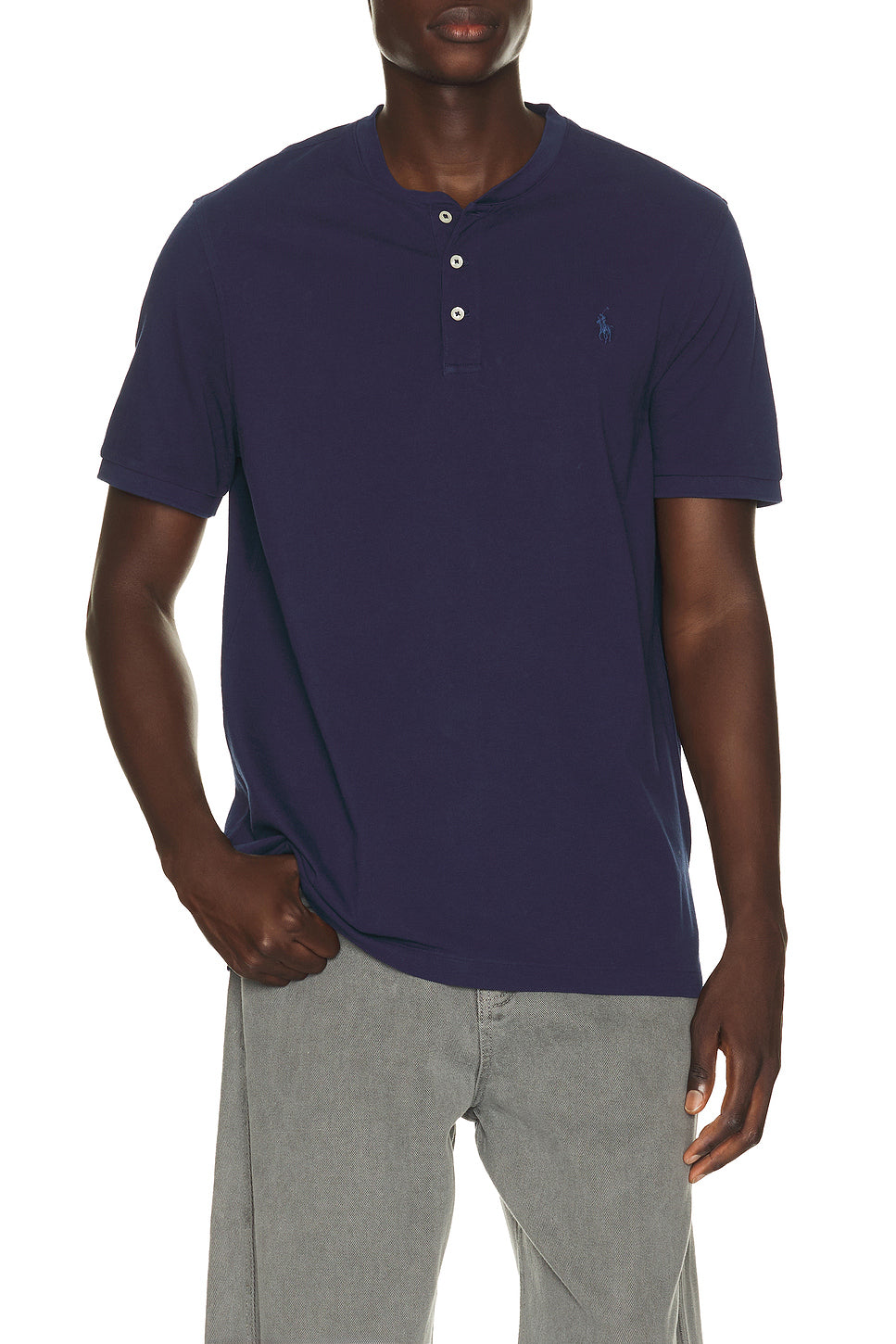 Short Sleeve Garment Dyed Featherweight Mesh Henley T-Shirt