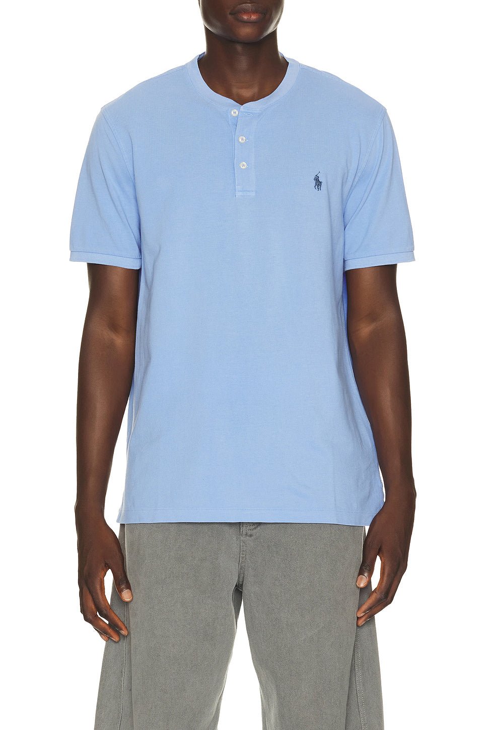 Short Sleeve Garment Dyed Featherweight Mesh Henley T-Shirt