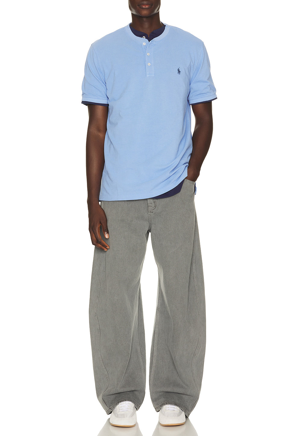 Short Sleeve Garment Dyed Featherweight Mesh Henley T-Shirt