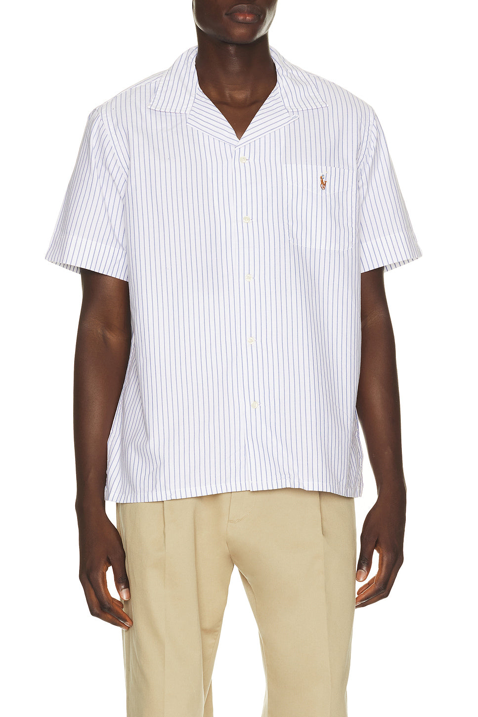 Short Sleeve Lightweight Oxford Andy Stripe Camp Shirt
