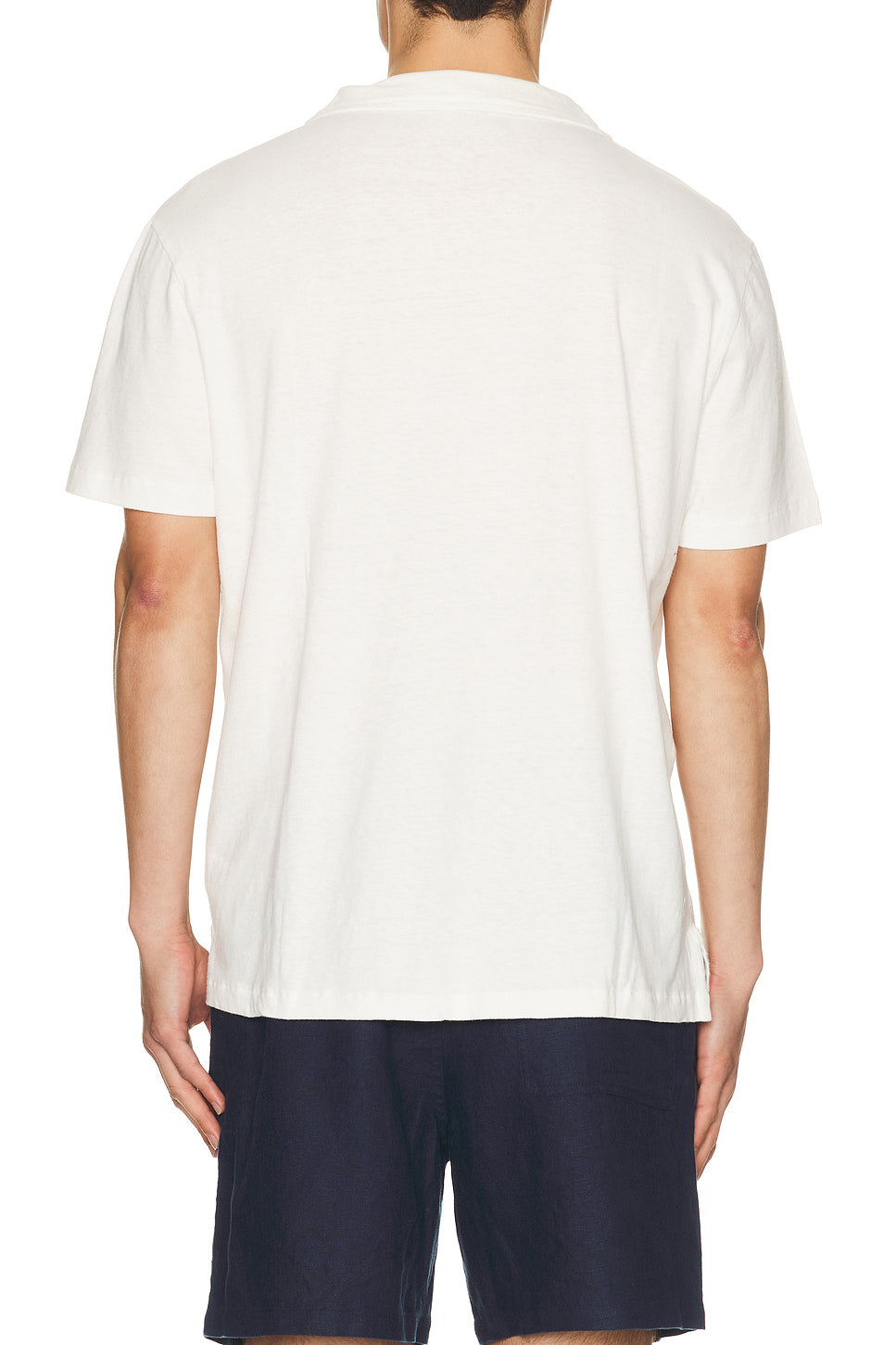 Short Sleeve Cotton Linen Johnny Collar Polo