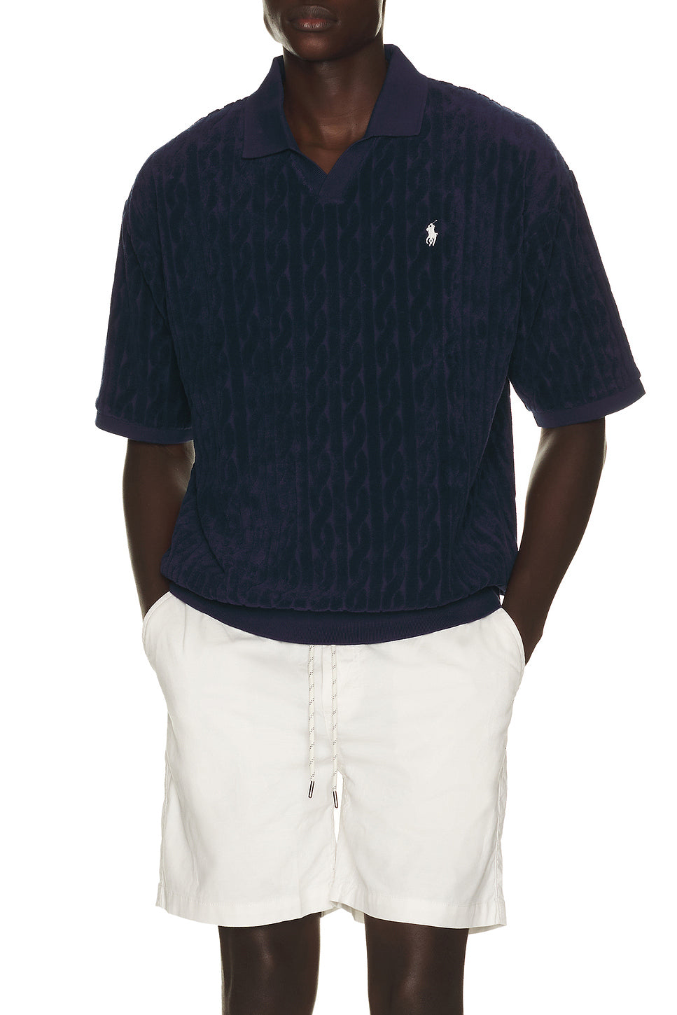 Short Sleeve Cable Terry Johnny Collar Polo