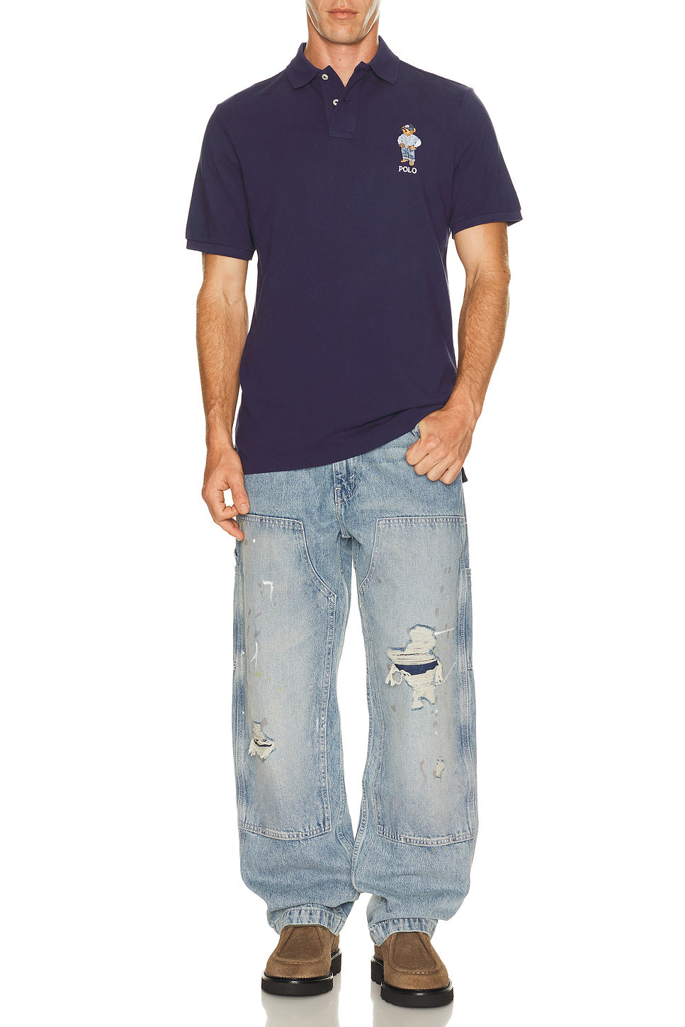 Novelty Denim Bear Polo