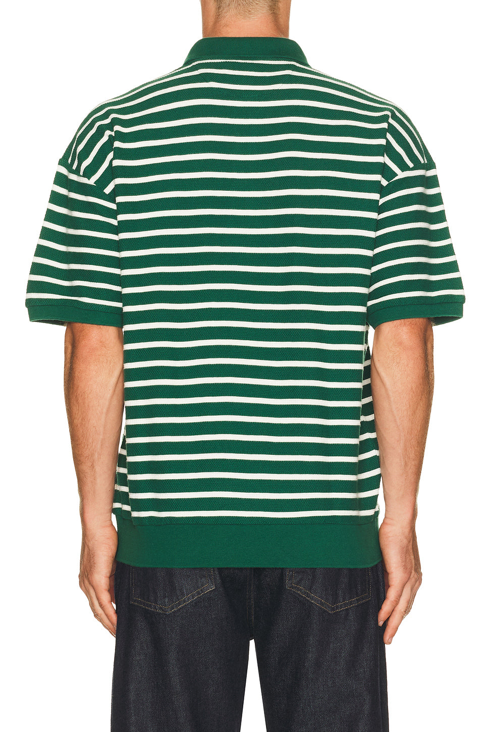 Jacquard Textured Striped Polo